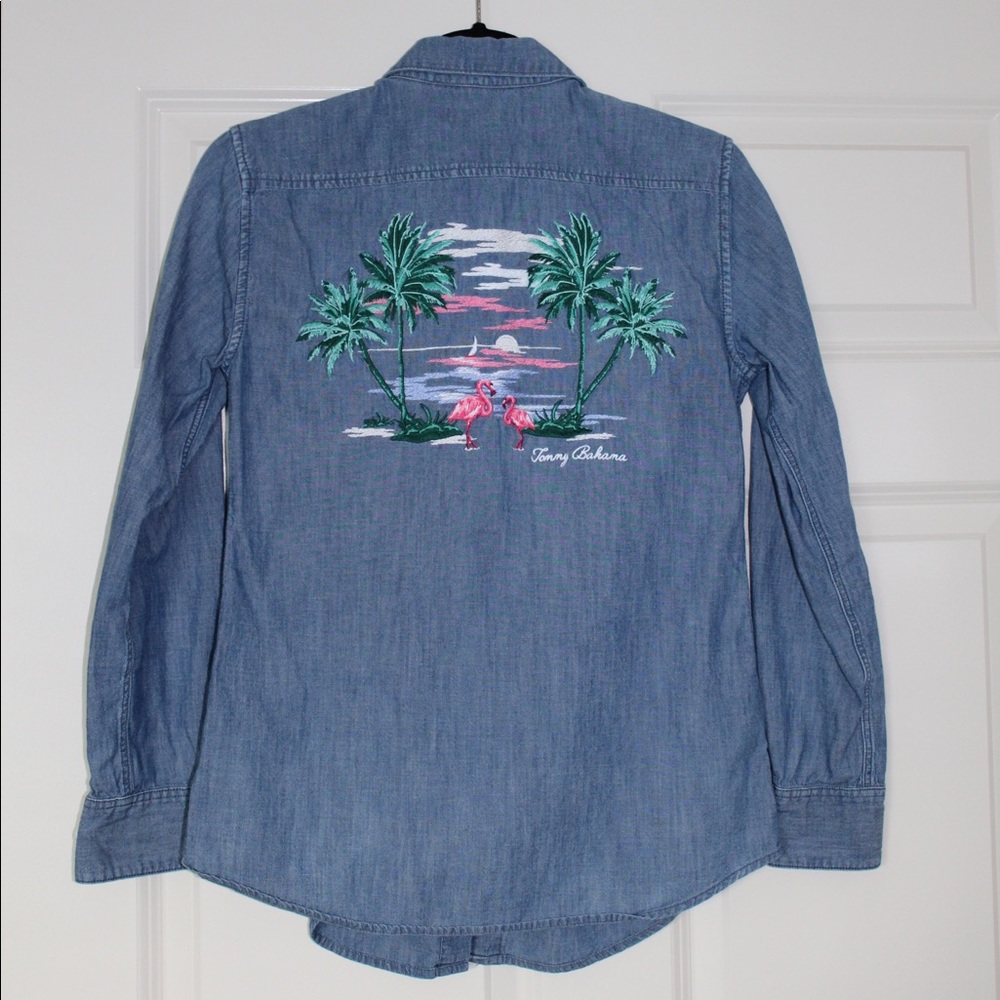 Tommy Bahama embroidered chambray button-up shirt